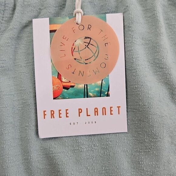 Free Planet Knit Shorts Men's L Avocado Green Drawstring Elastic Sustainability - Picture 7 of 12